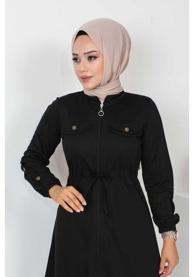 Tesettür Müjde Merve Tesettür Müjdemerve Fermuarlı Spor Kap Siyah