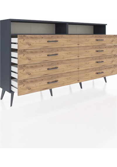 Arges Konsol 2 Raflı 8 Çekmeceli 176x30x99 Antrasit-antrasit/çam Antrasit-antrasit/çam Arges Konsol 2 Raflı 8 Çekmeceli 176x30x99 Antrasit-antrasit/çam Antrasit-antrasit/çam