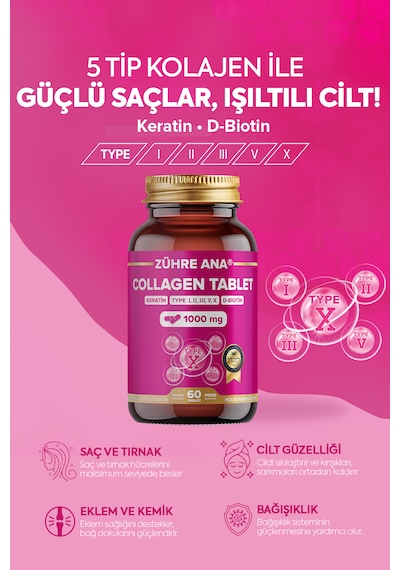 Zühre Ana 5 Tip Hidrolize Kolajen 60 Tablet