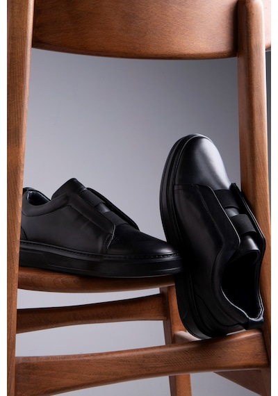 Ducavelli Espo Erkek Hakiki Deri Sneaker, Lastikli Sneaker, Hakiki Deri Sneaker, Erkek Sneaker Siyah