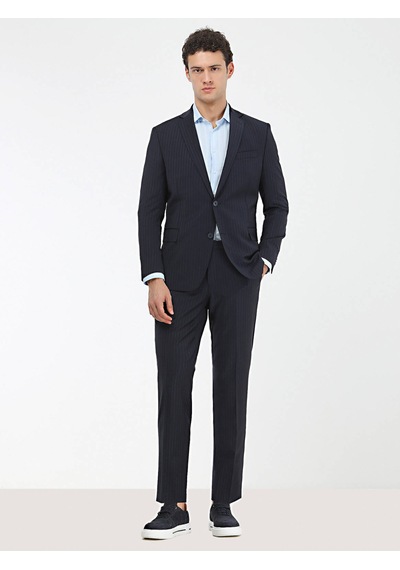 Kip Regular Fit Çizgili Lacivert Erkek Takım Elbise Tkm 2834 001