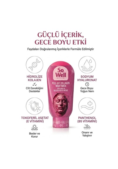 So Well Kolajen Gece Mask Soyulabilen Maske 100 Ml 2 Adet