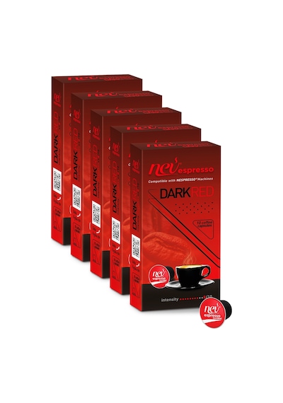 Nev Kahve DarkRed Kapsül Kahve 5x10 5 Kutu Nespresso Uyumlu 50 Kapsül