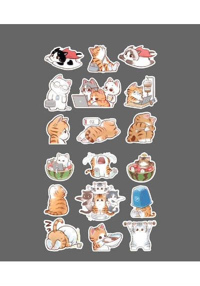Kawai Cat -kedi Etiketleri -2 Li - -mat Kağıt-sevimli Kedi Çıkartmaları -sevimli Sticker -telefon Süslemeleri Kırmızı