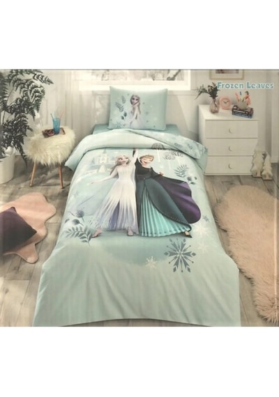 Özdilek Disney Kapitoneli Çok Amaçlı Nevresim Takımı Frozen Leaves Mint