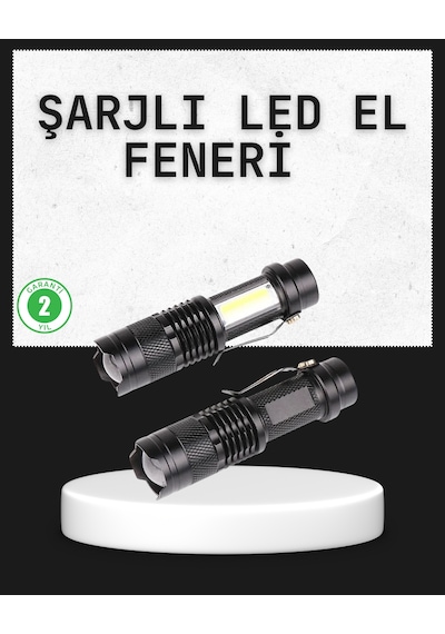 Konsantrasyon Ayarlı 2000 Lümen Şarjlı Led El Feneri