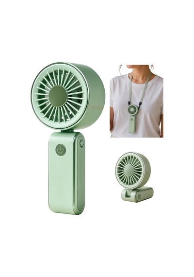 Mini El Fanı 3 Hız Modu, 90 Ayarlanabilir, Boyun Askılı, 15 Cm Kompakt Taşınabilir Fan, Usb Şarjlı, Seyahat, Ofis Ve Günlük, Serinletici Etki, Ym88265 Yeşil