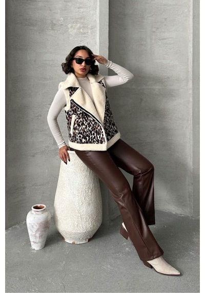 Verymoda Peluş Yelek Vmf1828 Leopar D2