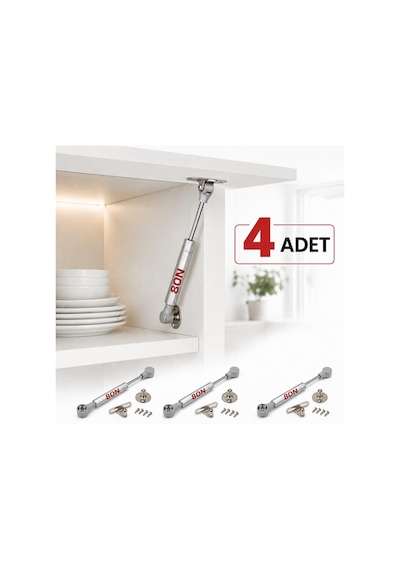 4adet Dolap Kapak Amortisörü 80n Gri 20 Cm Gazlı Piston Kapak Hidroliği Mutfak Dolabı Pistonu 6395751