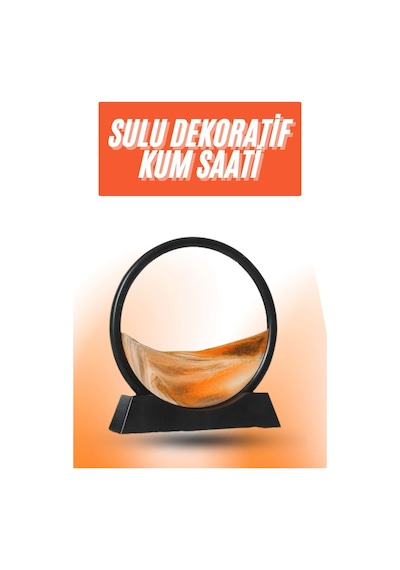 3d Led Işıklı Kum Saati Gece Lambası Hareketli Sulu Kum Saati Orta Boy Turuncu
