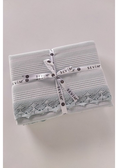 Dantelli Tek Kişilik Waffle Pike- %100 Pamuk Petekli Pike-160x230 Cm-mint Mınt Mint
