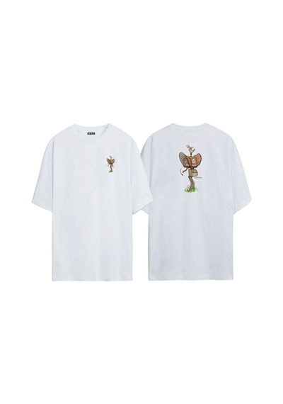 Thewert Unisex Postbox Ön Arka Baskılı Beyaz Oversize T-shirt