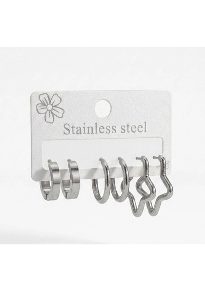 Star Shıne Altılı Halka Küpe Seti - Kp00678 Çok Renkli