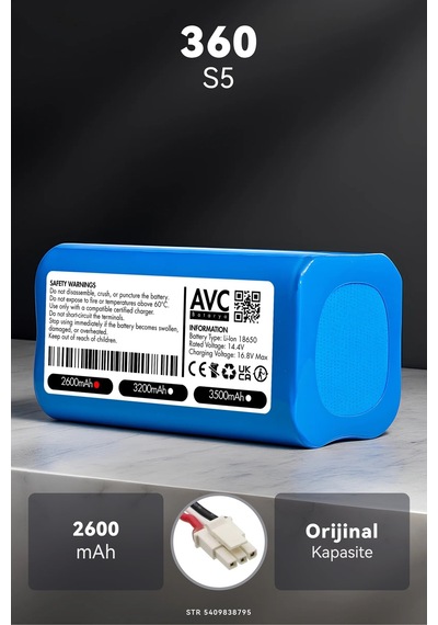 360 S5 2600mah Robot Süpürge Bataryası D.k