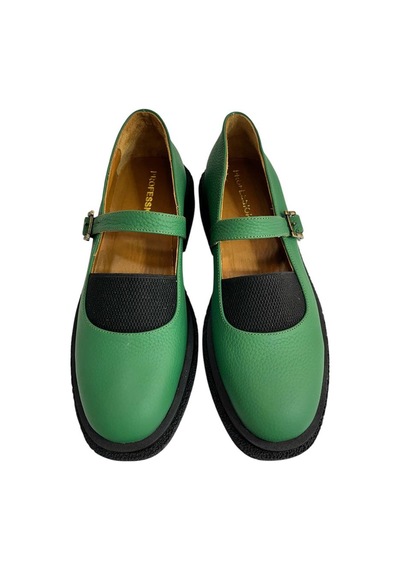 Tufan Shoes Yeşil Hakiki Deri Üst Kısmı Lastikli Babet YESIL