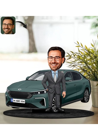 Bk Gift Kişiye Özel Erkek Urla Renk Togg Karikatür Biblo -1, Arkadaşa Hediye, Araba Hediyesi Kobitmeyencom35866 Bk Gift