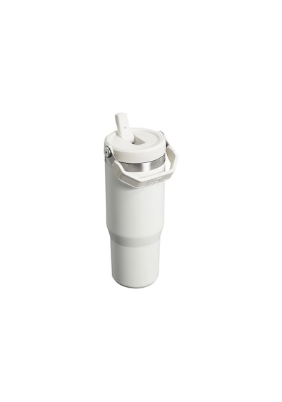 Kişiselleştirilebilir Stanley The Iceflow Flip Straw Pipetli Termos Bardak Stanley 0.89 L Özel İsimli Beyaz