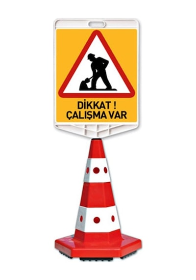 Çalışma Var Logo Klasik Kedi Gözlü Koni Seti Trafik Dubası