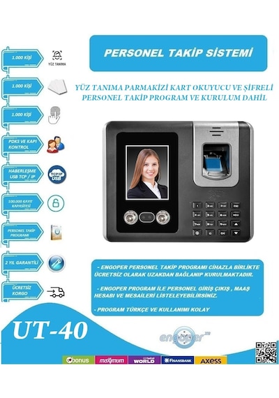 Yüz Okuma Parmakizi Kart Personel Takip Sistemi + Program Set