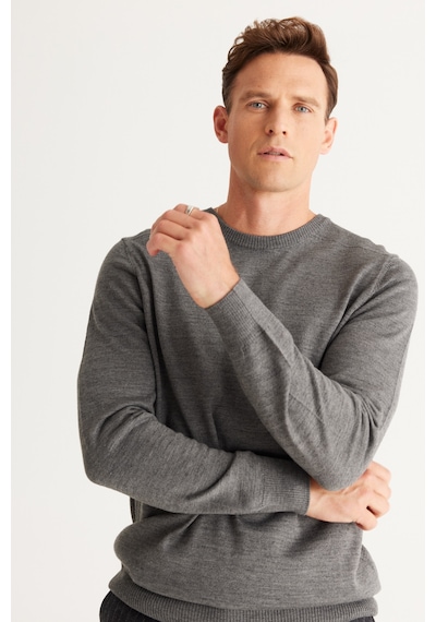 AC&Co / Altınyıldız Classics Erkek Grı Melanj Standart Fit Normal Kesim Bisiklet Yaka Triko Kazak Gri Melanj AC&Co / Altınyıldız Classics Erkek Grı Melanj Standart Fit Normal Kesim Bisiklet Yaka Triko Kazak Gri Melanj