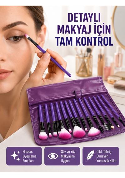 Fondöten, Allık Ve Far Uygulamalarına Uygun 12 Parça Makyaj Fırça Takımı Ergonomik Saplı 97991186