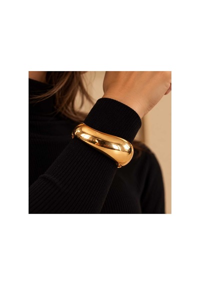 Kalın Kelepçe Bilezik Parlak Gold Altın - 945875858 Altın