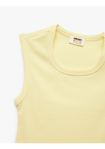 Koton Pamuklu Kolsuz Bisiklet Yaka Fitilli Slim Fit Crop Atlet Sarı 5skg30138ak Sarı