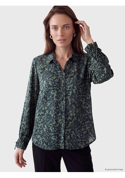 LC Waikiki Lcw Grace Yeşil Desenli Kadın Gömlek Green Prınted