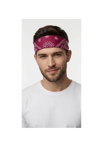 Mollycrush Unisex Pembe Şal Desenli Bandana Günlük Saç Aksesuarı, Boyunluk Ve Outdoor Fular Pembe