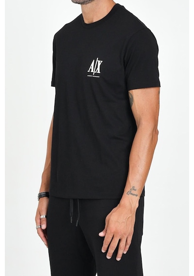 Armani Exchange Erkek Regular Fit Yazı Logolu Pamuklu T-shirt - Siyah Black Beauty