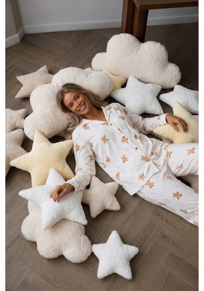 Fit Women Kadın Düğmeli Uzun Uyku Ve Beyaz Pijama Takımı