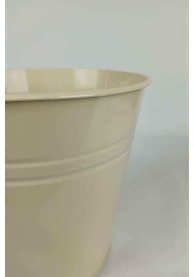 Konik Metal Saksı & Vazo - 23 Cm Dekoratif Çok Amaçlı Renkli Çiçeklik 23x23/16 Cm Krem