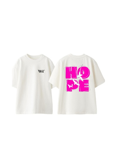 Thewert Hope Güvercin Tasarım Sırt Baskılı Pamuk Beyaz Oversize T-shirt