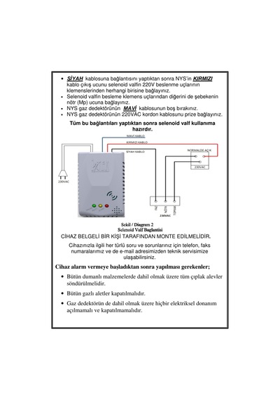 Nys-03 Model Gaz Alarm Cihazı Doğalgaz Lpg Dedektörü Tse