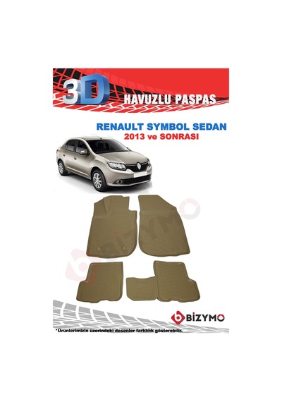Renault Symbol 2013 Ve Sonrası 3D Bej Havuzlu Paspas Takım Bizymo
