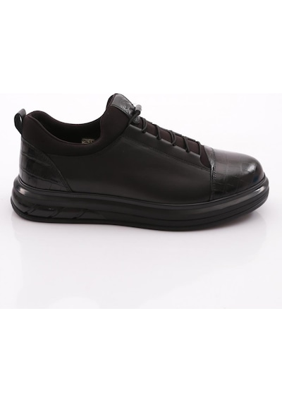 Dgn 2045 Erkek Düz Taban Sneaker Siyah Siyah Kroko