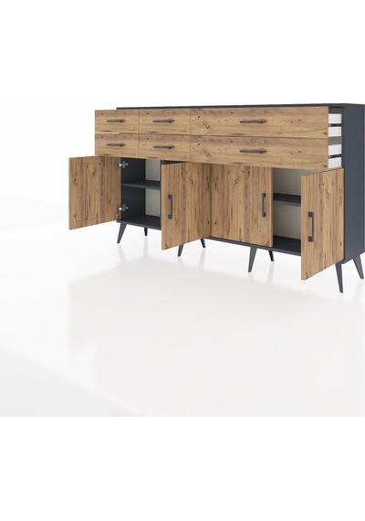 Arges Konsol 3 Raflı 6 Çekmeceli 4 Kapaklı 176x30x99 Antrasit-çam Atlas Çam - Antrasıt Arges Konsol 3 Raflı 6 Çekmeceli 4 Kapaklı 176x30x99 Antrasit-çam Atlas Çam - Antrasıt
