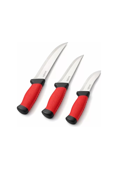 Kasap Bıçağı - Lazoğlu Redmaster - 3'lü Bıçak Seti - Kesme Doğrama - Silikon Sap Çok Renkli