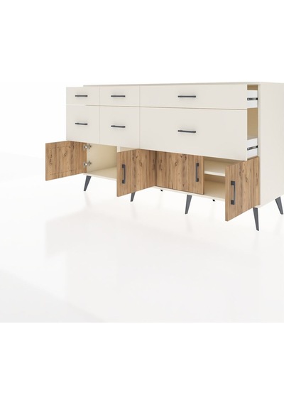 Kronos Konsol Tek Raflı 6 Çekmeceli 4 Kapaklı 176x59x99 Aytaşı-ça Aytaşı-çam/aytaşı
