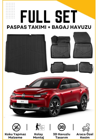 Citroen C4x Elektrikli 2025 Model Birebir Uyumlu Bagaj Havuzu+paspas Seti