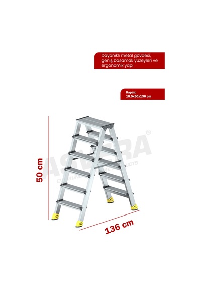 Asvera Alüminyum 6+6 Çift Çıkışlı Merdiven