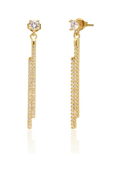 Cosar Silver 925 Ayar Zırkon Taşlı Küpe Gold