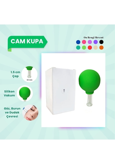 Silikon Vakumlu Cam Yüz Masaj Kupası No:1 Açık Yeşil Çok Renkli