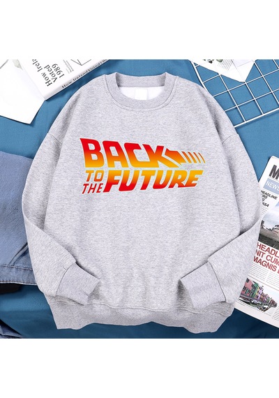 Startmore Startmoregeleceğe Geri Film Logosu Hoodie Erkekler Vintage Casual Hoody Anime Gevşek Kazak Harajuku Po Gri