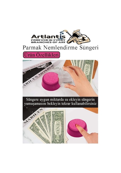 Parmak Nemlendirme Süngeri Mavi 2 Adet Renkli Masaüstü Pul Süngeri Para Sayma Süngeri Poşet Kağıt Ayırma Süngeri Büro Mavi