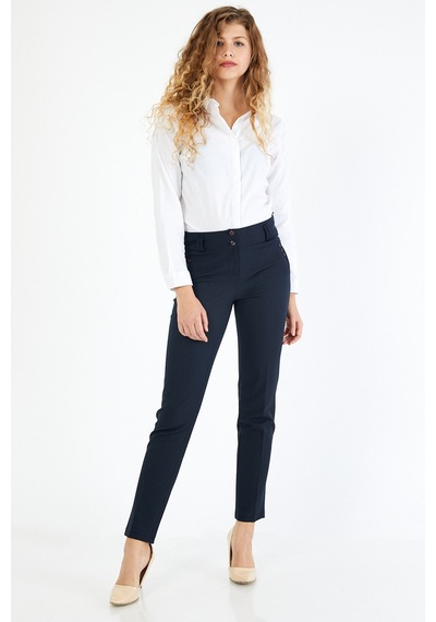 Pera Moda Kadın Basic Gizli Düğme Gömlek Beyaz