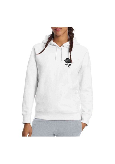 Silhouette Rose Baskılı Beyaz Kadın Kapşonlu Sweatshirt