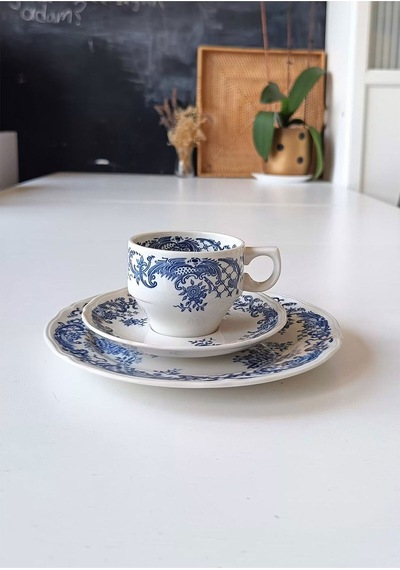 Valeria Üçlü/trio Çay Fincanı Vitro Porzellan Antıque Tea Cup & Saucers Maviv