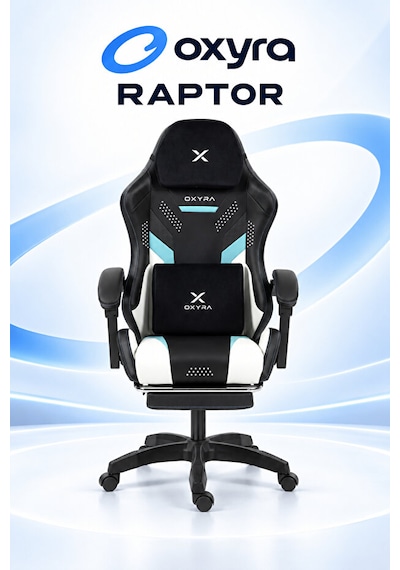 Oxyra Raptor Premium Ergonomik Ayak Destekli Siyah/beyaz Oyuncu Koltuğu Siyah - Mavi