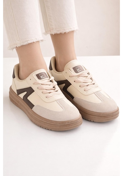 Unisex Rahat Taban Bağcıklı Sneaker Ayakkabı Bej